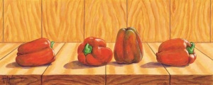 Crvene paprike, uramljena slika 20 x 50 cm