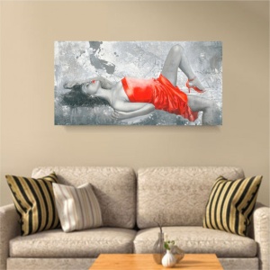 Lady in red, uramljena slika 50x100cm