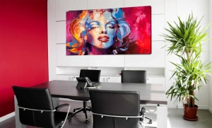 M.Monroe in red, uramljena slika 50x100 cm