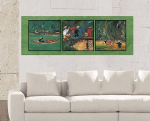 Rice route, uramljena slika 35x100cm