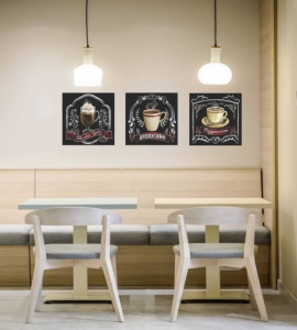 Slika Americano caffe, uramljena slika 3 koama 30x30cm svaka