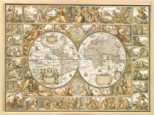 Stara mapa geografska sa zlatotiskom, dimenzije 56x71cm