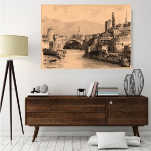 Stari Mostar 1901. uramlljena slika 30x40cm i 40x50cm