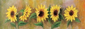 Suncokreti, uramljena slika 35x100cm