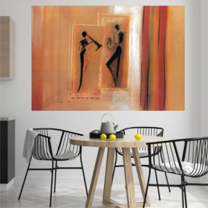 Afrički svirači, uramljena slika 70x100cm