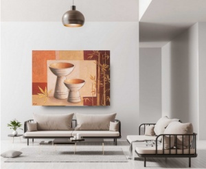 Azijske posude, uramljena slika 50 x 70 cm