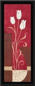 Bele lale, uramljena slika 30 x 70 cm