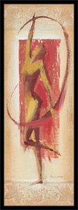Cvetna crvena figura, uramljena slika 30 x 70 cm