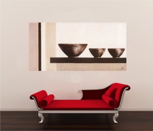 Harmony pots 1, uramljena slika 50x100cm