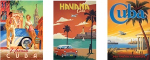 Old posters CUBA , tri uramljene slike 30x40cm svaka