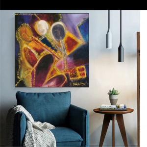 Sviraci, uramljena slika 50x50cm
