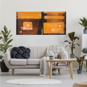 Yellow apstract 1, uramljena slika 50x100cm