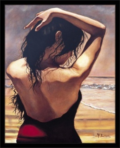 Beauty on the sand beach, framed picture