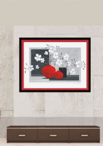 Belo cveće za mir i nežnost, uramljena slika 60x80cm