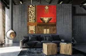 Premium azijske vaze, uramljena slika 70x70cm