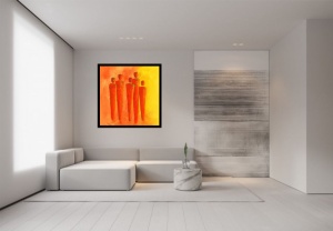 Slika red peoples, uranmljena slika 70x70cm