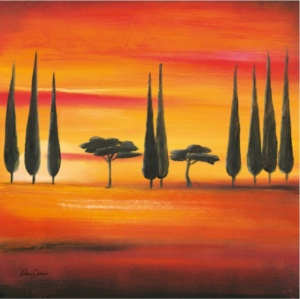 Spokojno veče, uramljena slika 70 x 70 cm