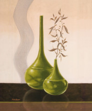 Zelena vaza, uramljena slika 50x60cm