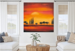 Mediteransko veče, uramljena slika 70 x 70 cm