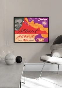 Stari poster Soko Albert keks, uramljena slika 30x40cm i 40x50cm