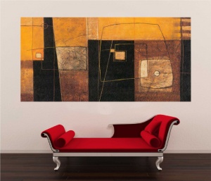 Yellow apstract 2, uramljena slika 50x100cm