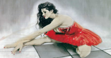 Balerine in red , uramljena slika 50x100cm