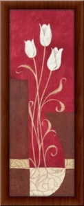 Bele lale, uramljena slika 30 x 70 cm