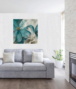 Blue flower, uramljena slika dimenzije 70x70cm