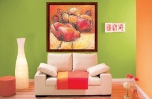 Crvena bulka, uramljena slika 70x70cm