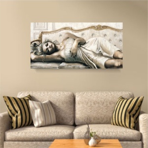 Diana on sofa, uramljena slika 50x100cm
