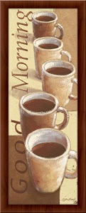 Dobro jutro, kafa Roma, Venecija,tri uramljene slike 30x70cm svaka, triptih