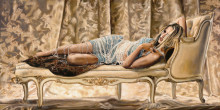 Girl on sofa, uramljena slika 50x100cm