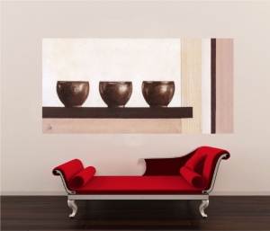 Harmony pots 2, uramljena slika 50x100cm