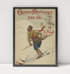Kroz Crnu Goru na skijama" 1895. , stari poster, uramljena slika 30x40cm i 40x50cm
