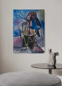 Pablo Picasso, At work, uramljena slika 40x50cm