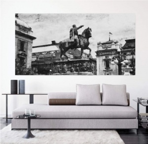 Spomenik Knezu Mihajlu c/b, uramljena slika 50x100cm
