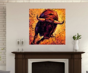 Toro, uramljena slika 70x70cm