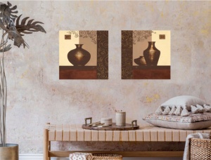 Warm reflection, uramljena slika 50x50cm komplet od dve slike