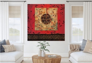 Zakljucano sunce 2, uramljena slika 70x70cm