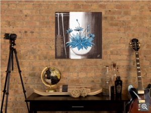 Blue flower, uramljena slika 50x50cm