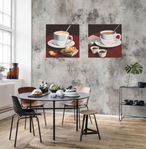 Kafa i cokolada, uramljena slika 50x50cm komplet od dve slike