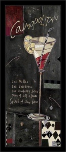 Martini, Pina Colada, Margarita, Cosmopolitan, komplet 4 uramljene slike 20x50cm i 30x70cm svaka