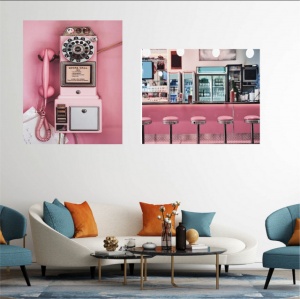 Pink cafe, komplet od dve uramljene slike 30x40cm i 40x50cm svaka