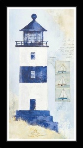 Plavo beli svetionici, dve uramljene slike 15x35cm svaka