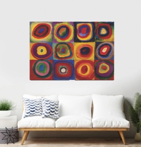 V. Kandinski, farbtude kvadrate, uramljena slika 60x90cm