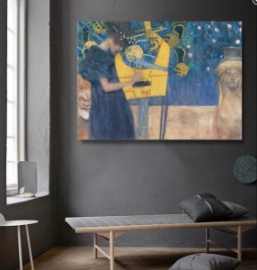 Die musik 1895, Gustav Klimt, uramljena slika 50x70cm