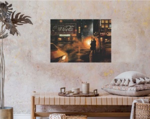Noćni svirač u Njujorku, uramljena slika 56x71cm