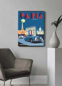 Paris sajam automobila 1952., stari poster, uramljena slika 30x40cm