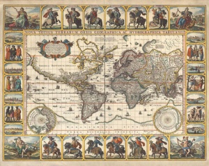 Stara geografska mapa sa zlatotiskom
