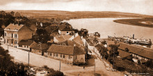 Stari Beograd, Pristaniste 1906., uramljena slika 50x100cm